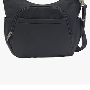 Travelon Anti-theft Classic Crossbody Bucket Bag Grey 14”x11”x4”